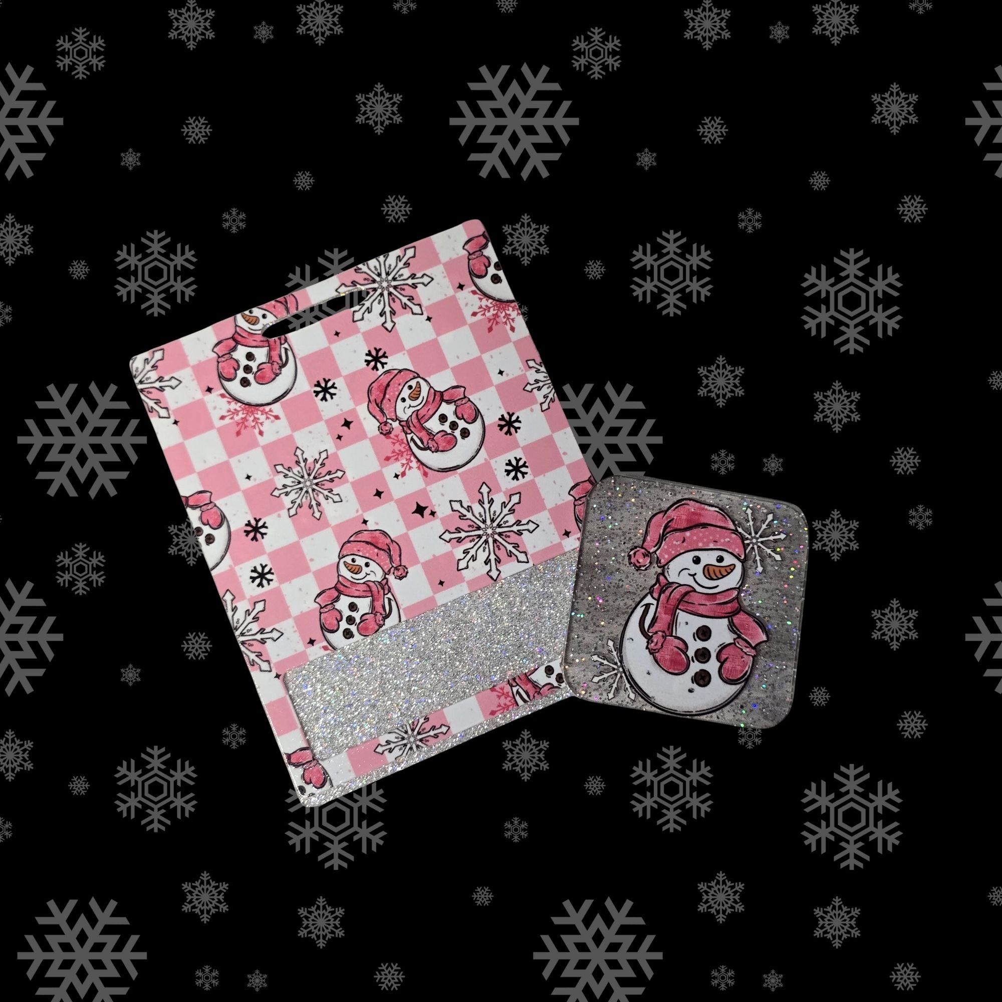 Checkered Pink Snowman